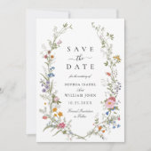Pastel Pink Boho Wildblumen Hochzeiten QR-Code-Fot Save The Date (Vorderseite)