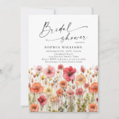 Pastel Pink Boho Wilde Blume Brautparty Einladung (Vorderseite)