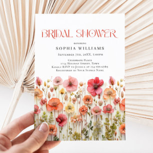 Pastel Pink Boho Wilde Blume Brautparty Einladung