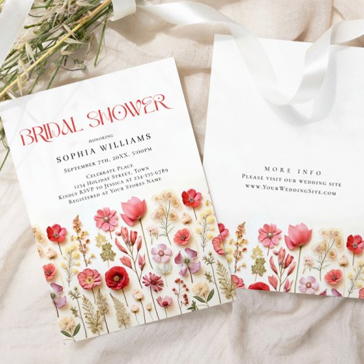 Pastel Pink Boho Wilde Blume Brautparty Einladung