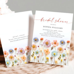 Pastel Pink Boho Wilde Blume Brautparty Einladung