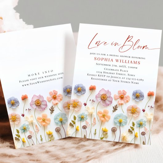 Pastel Pink Boho Wilde Blume Brautparty Einladung