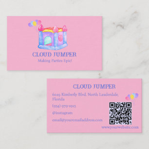 Pastel Pink Bounce House Rentals QR-Code Visitenkarte