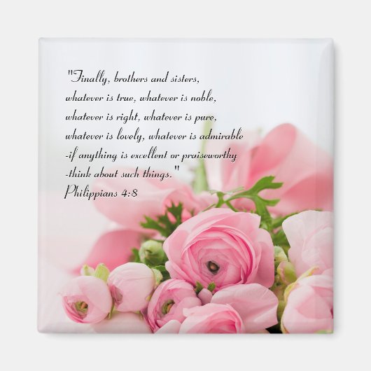 Pastel Pink Bouquet von Blume Bibelverse Magnet (Vorne)