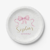 Pastel Pink Bow & Elegante Gold Script Geburtstag