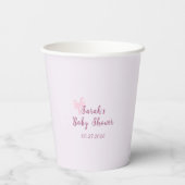 Pastel Pink Bow Minimal Baby Shower Pappbecher (Rückseite)