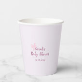 Pastel Pink Bow Minimal Baby Shower Pappbecher (Vorderseite)