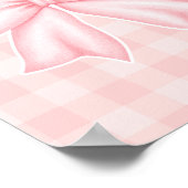 Pastel Pink Bow Print Gingham Nursery Poster (Ecke)