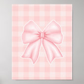 Pastel Pink Bow Print Gingham Nursery Poster (Vorne)