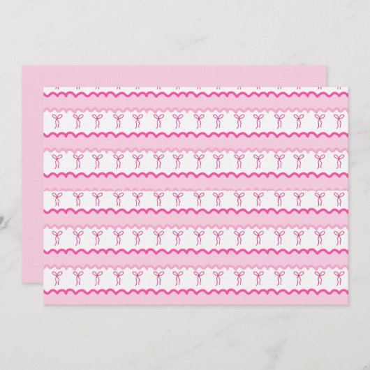 Pastel Pink Bow Seamless Pattern – Cute Aesthetic Einladung (Vorne/Hinten)
