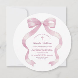 Pastel Pink Bow Taufe Einladung