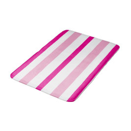 Pastel Pink Bright Pink White Summer Stripes Badematte
