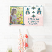 Pastel Pink Bugs Flower Girl Foto Geburtstag Banner (Insitu)