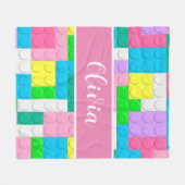 Pastel Pink Building Blocks Custom Girl Fleecedecke (Vorderseite (Horizontal))