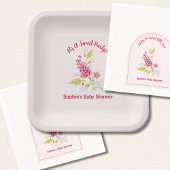 Pastel Pink Bumble Bee Hot Pink Florals Pappteller