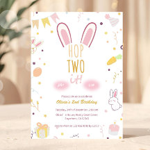 Pastel Pink Bunny 2. Geburtstag Hop Zwei es einlad