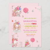 Pastel Pink Bunny Birthday Einladung für Mädchen (Vorne/Hinten)