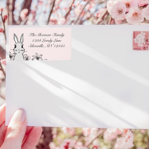 Pastel Pink Bunny Spring Rücksendeadresse