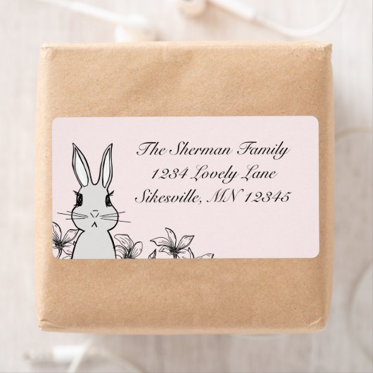 Pastel Pink Bunny Spring Rücksendeadresse (Insitu)