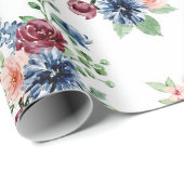 Pastel Pink Burgandy Blue Floral Geschenkpapier (Rolleneckpunkt)