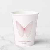 "Pastel Pink Butterfly Babydusche Pappbecher (Vorderseite)