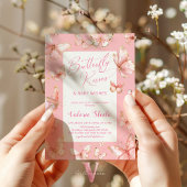 Pastel Pink Butterfly Kinderdusche Einladung