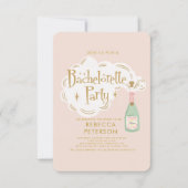 Pastel Pink Champagne Junggeselinnen-Abschied Einladung (Vorderseite)