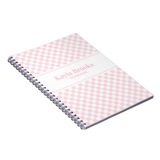 Pastel Pink Checkerboard Aesthetic Notebook Notizblock (Rechte Seite)