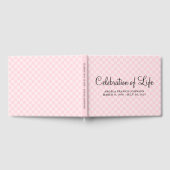 Pastel Pink Checkerboard Feier des Lebens Gästebuch (Voll)