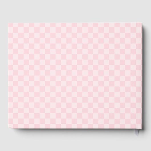 Pastel Pink Checkerboard Feier des Lebens Gästebuch (Rückseite)