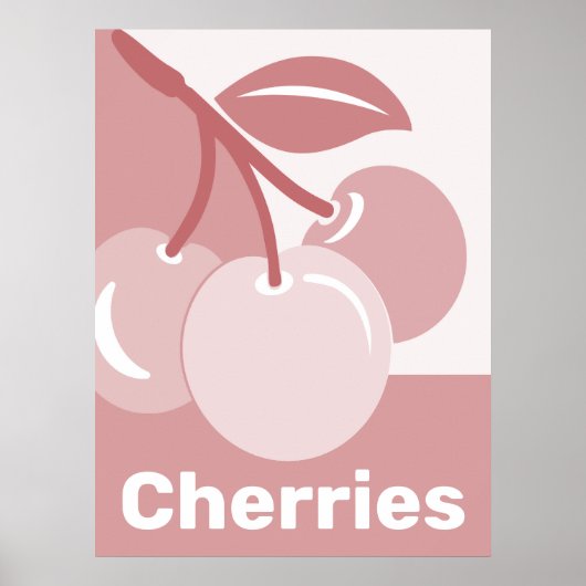 Pastel Pink Cherries Kitchen Wall mit Poster (Vorne)