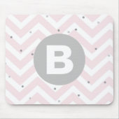 Pastel Pink Chevron and Dots Grey Monogram Mousepad (Vorne)