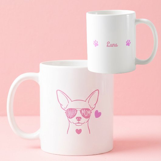 Pastel Pink Chihuahua Custom Name Dog Mom Mug Kaffeetasse
