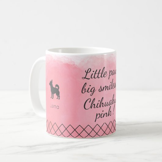 Pastel Pink Chihuahua - Personalized Photo & Name Kaffeetasse (Vorderseite Links)