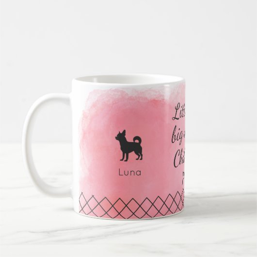 Pastel Pink Chihuahua - Personalized Photo & Name Kaffeetasse (Links)