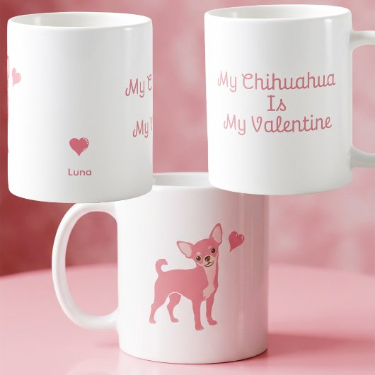 Pastel Pink Chihuahua Valentine Mug, Custom Name Kaffeetasse