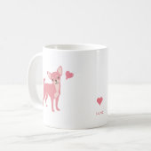 Pastel Pink Chihuahua Valentine Mug, Custom Name Kaffeetasse (Vorderseite Links)