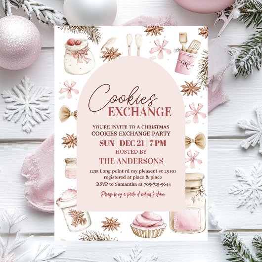 Pastel Pink Christmas Cookie Exchange Einladung