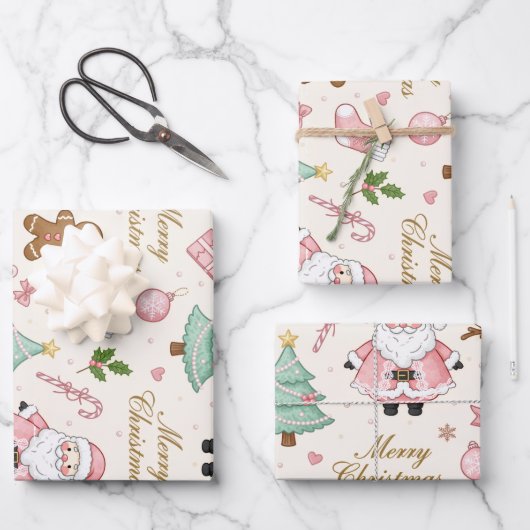 Pastel Pink Christmas Delight Geschenkpapier Set (Vorderseite)