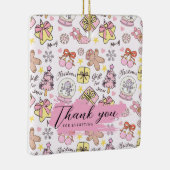 Pastel Pink Christmas Pattern with Custom Text Keramikornament (Rechts)