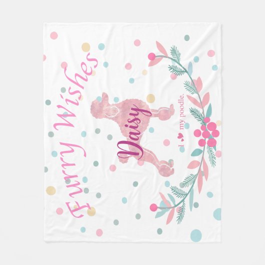 Pastel Pink Christmas - Poodle Custom Name Fleecedecke (Vorderseite)
