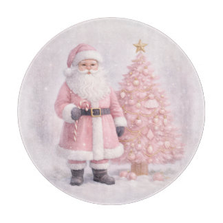 Pastel Pink Christmas Santa Cutting Board Schneidebrett
