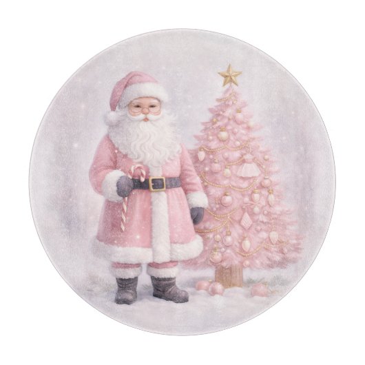Pastel Pink Christmas Santa Cutting Board Schneidebrett (Vorderseite)