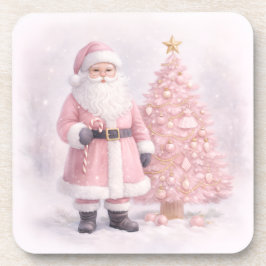 Pastel Pink Christmas Santa  Getränkeuntersetzer