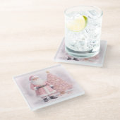 Pastel Pink Christmas Santa Glasuntersetzer (Schrägansicht)