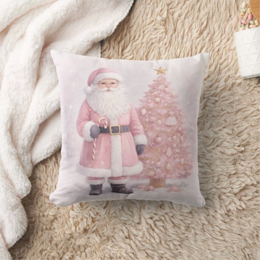 Pastel Pink Christmas Santa Kissen (Decke)