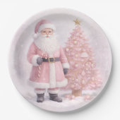 Pastel Pink Christmas Santa  Pappteller (Vorderseite)