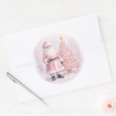 Pastel Pink Christmas Santa  Runder Aufkleber (Umschlag)