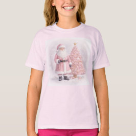 Pastel Pink Christmas Santa T-Shirt