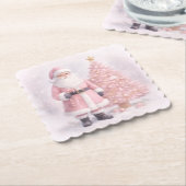 Pastel Pink Christmas Santa  Untersetzer (angewinkelt)